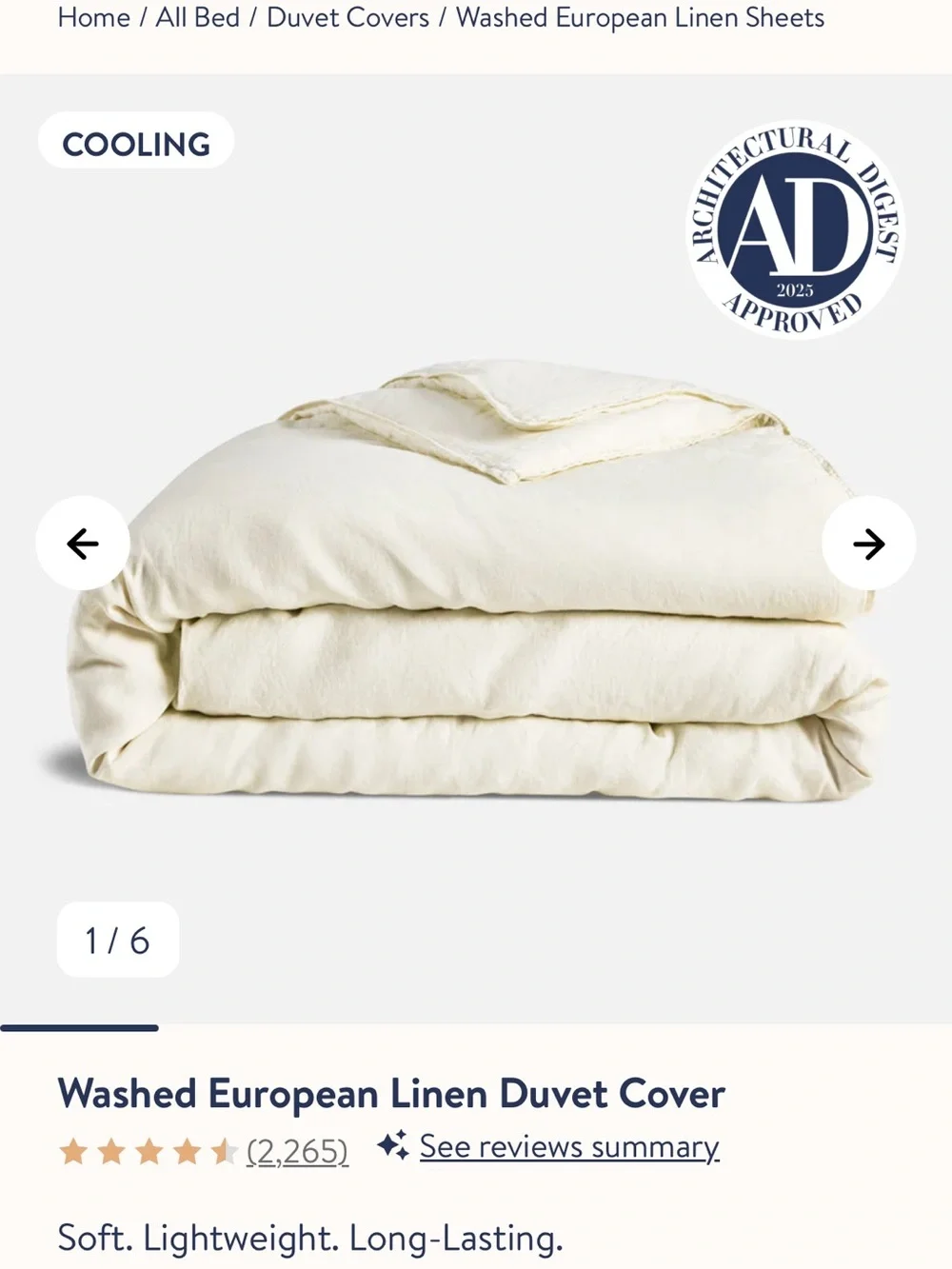 Washed European Linen Duvet Cover - Cream